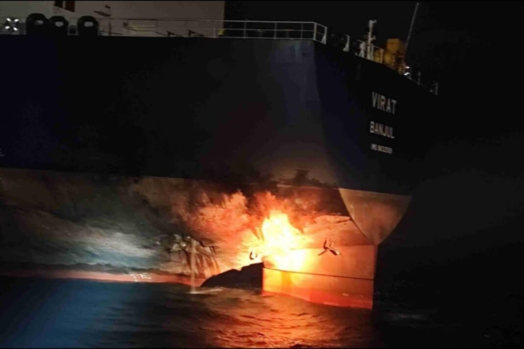 ‘This Is Virat, Help Needed’: Dramatic Visuals Capture Ukraine’s Drone Strike On Russian Tanker